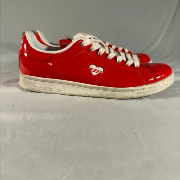 Adidas Stan Smith Valentines Day Red Patent Leather Shoes Size 10 - Picture 5 of 8